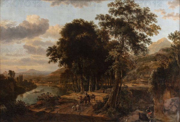 Southern Landscape, Sunset, 1644-1685. Creators: Johannes Lingelbach, Jan Hackaert.