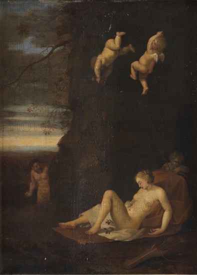 Satyr Spying on Sleeping Nymph, Antiope, 1645-1680. Creator: Toussaint Gelton.