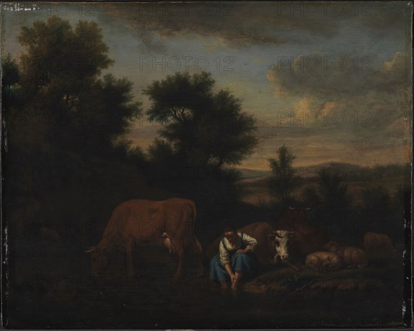 Shepherdess with Cattle, 1651-1672. Creator: Adriaen van de Velde.