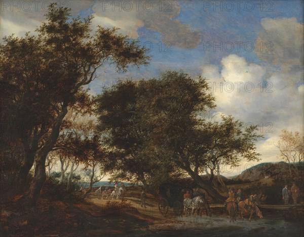 Landscape with Travellers Watering their Horses, 1659. Creator: Salomon Ruysdael.