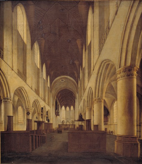 Interior of St Bavo Church in Haarlem. View from the Nave towards the Choir, 1660-1703. Creator: Isaak van Nickele.