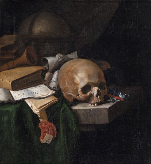 Vanitas Still Life, 1670. Creator: Pieter van der Willigen.