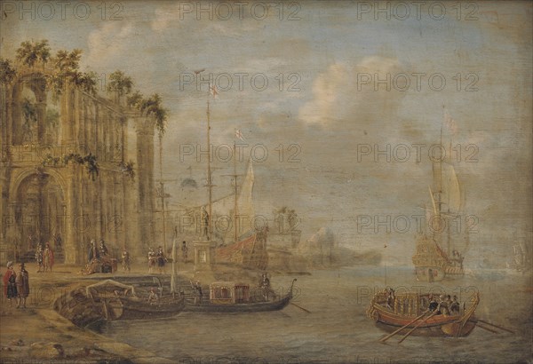 Harbour Scene with Antique Ruins, 1671. Creator: Jacobus Storck.