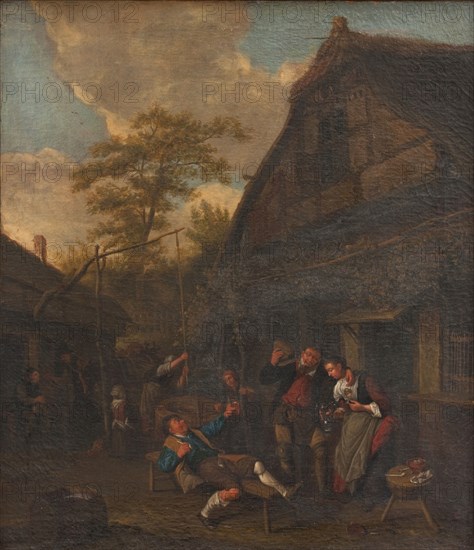 Peasants outside an Inn, 1675-1704. Creator: Cornelis Dusart.