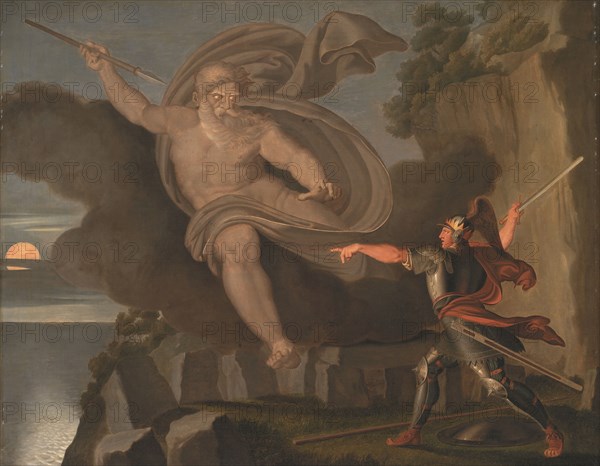 Fingal´s Battle with the Spirit of Loda;Fingal defeating Loda, the God of Sora, 1797. Creator: Asmus Jakob Carstens.