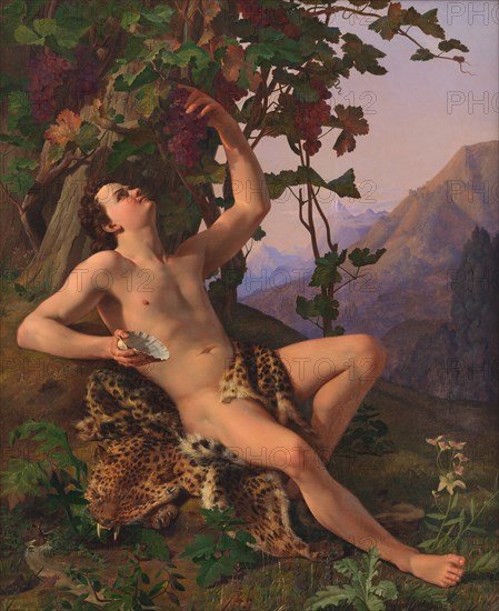 A young faun picking grapes, 1817-1830. Creator: Heinrich Eddelien.