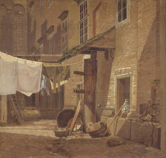 The Rear Courtyard of Charlottenborg Palace, 1828. Creator: Frederik Hansen Sodring.