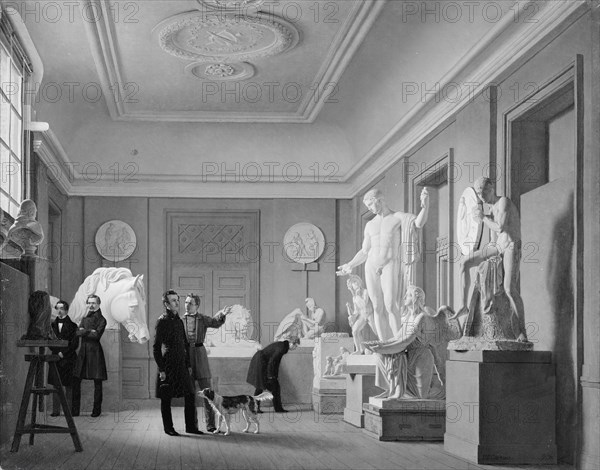 Thorvaldsen's Studio in the Royal Academy of Fine Arts, Copenhagen, 1836. Creator: Johan Vilhelm Gertner.
