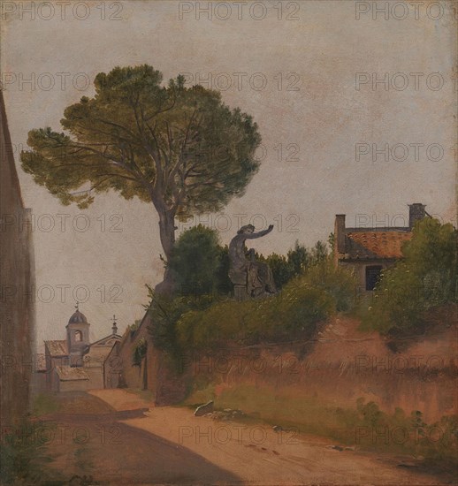 Vicolo Sterrato, now Salita di S. Nicola da Tolentino in Rome, 1837-1840. Creator: Constantin Hansen.