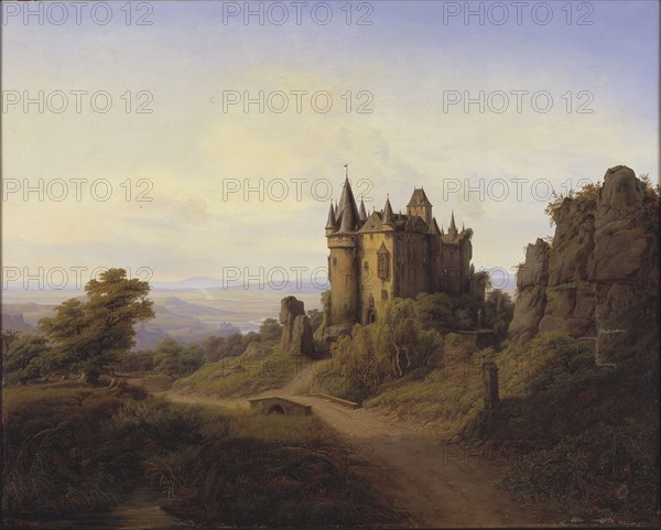 Büresheim [sic] Castle on the Eifel River, 1838. Creator: Frederik Hansen Sodring.