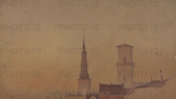 Study of the Spires of Petri Church and Church of Our Lady, 1841-1845. Creator: Wilhelm Peter Carl Petersen.
