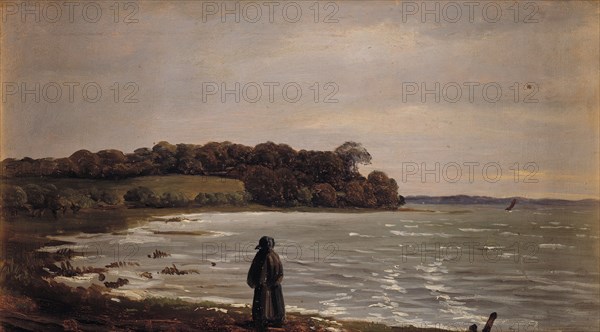 At Præsto Fjord in the wind, 1847. Creator: Carlo Eduardo Dalgas.