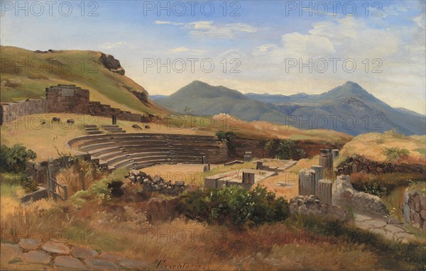 The Ruins of the Antique Theatre at Tusculum, Italy; 1848. Creator: Thorald Brendstrup.