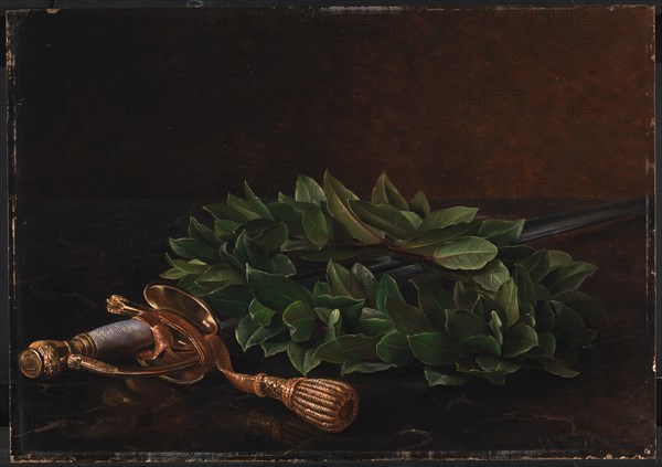 Sword and laurel wreath, 1848. Creator: Johan Laurentz Jensen.