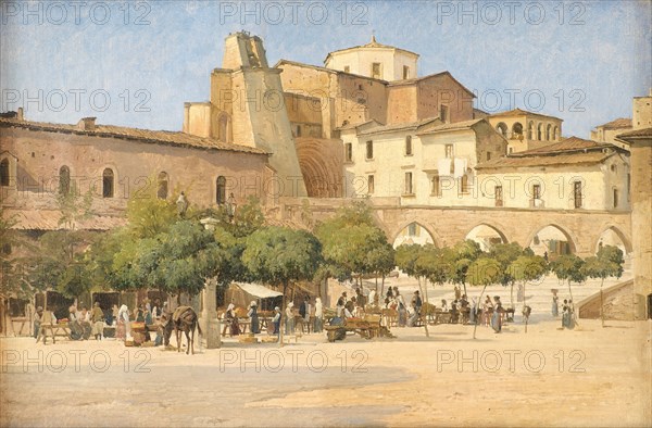 The square in Sulmona, 1856-1903. Creator: Edvard Frederik Petersen.