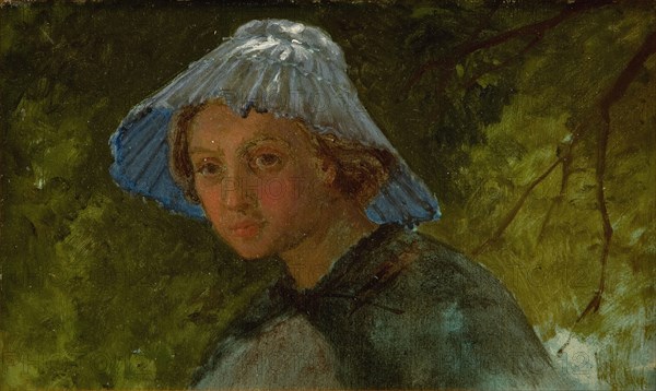 Mrs Linda Frolich with a Sunhat, 1859. Creator: Lorenz Frolich.