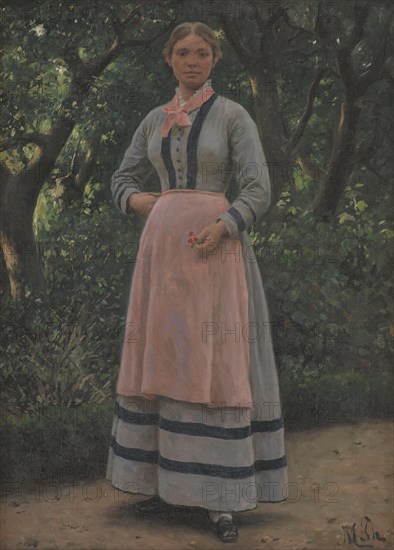 Young woman in a garden, 1865-1925. Creator: Hans Michael Therkildsen.