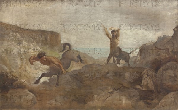 Centaurs Hunting Boars, 1866-1867. Creator: Ludvig Abelin Schou.