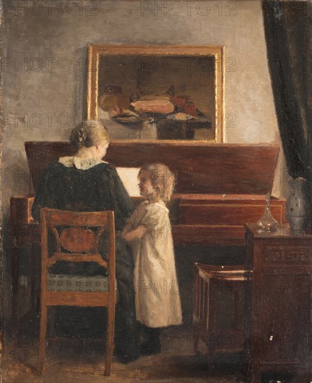 At the piano, 1876-1898. Creator: Peter Vilhelm Ilsted.