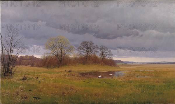 Spring landscape with rain showers. South Zealand, 1879. Creator: Hans Gabriel Friis.