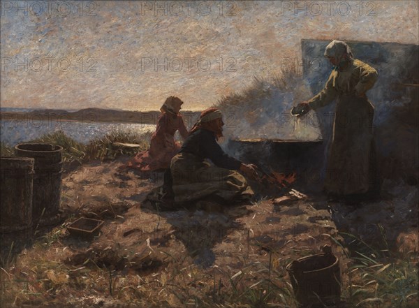 Boiling Train Oil at Nymindegab, Jutland, 1879. Creator: Laurits Tuxen.