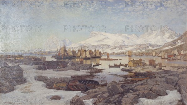 Spring Day in Lofoten, 1882. Creator: Otto Sinding.