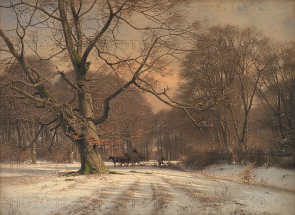 Winter landscape near Jægersborg deer park, 1885. Creator: Frederik Rohde.