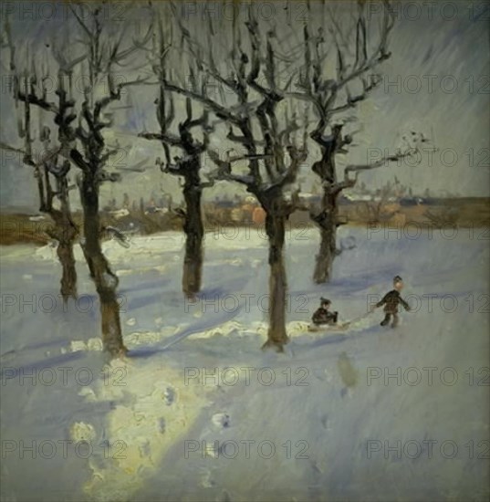 Winter Scene in a Suburb of Copenhagen, 1889-1899. Creator: Fridolin Johansen.