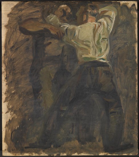 Two Men Fighting, 1894-1910. Creator: Oluf Hartmann.