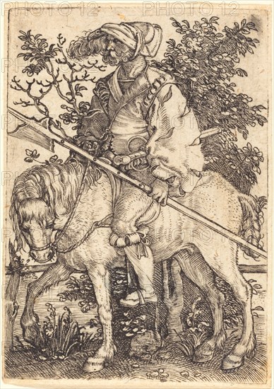 Halberdier on Horseback, 1520s. Creator: Barthel Beham.