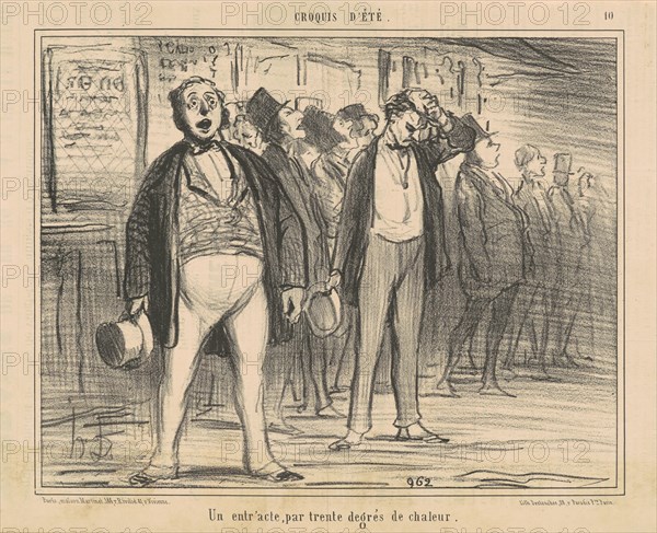 Un entr'acte, par trente degrés de chaleur, 19th century. Creator: Honore Daumier.