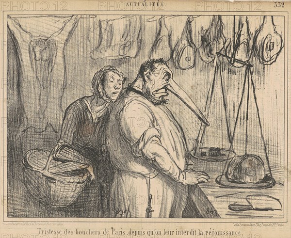 Tristesse des bouchers de Paris ..., 1855. Creator: Honore Daumier.