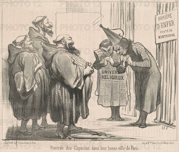 Rentrée des Capucins dans ... Paris, 19th century. Creator: Honore Daumier.