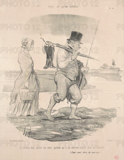 La femme doit suivre son mari ..., 19th century. Creator: Honore Daumier.