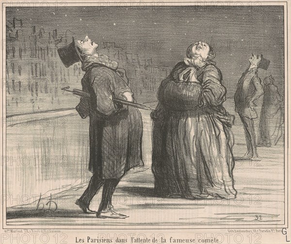 Les Parisiens dans l'attente de le ..., 19th century. Creator: Honore Daumier.