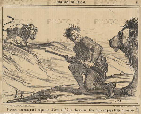 Parisien commencant a regretter ... la chasse au lion ..., 19th century. Creator: Honore Daumier.