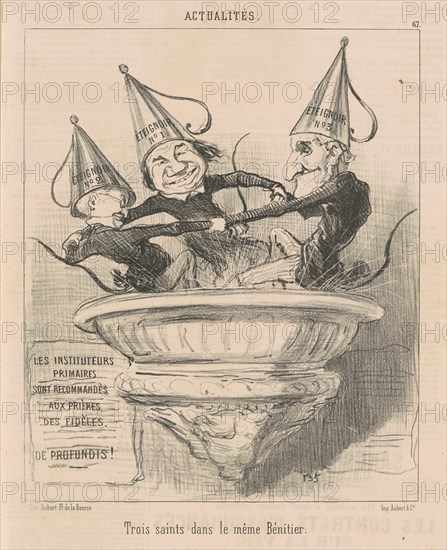 Trois saints dans le même bénitier, 19th century. Creator: Honore Daumier.