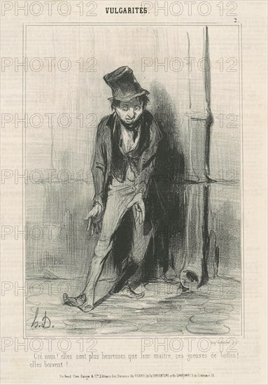 Cré nom: Elles sont plus heureuses ..., 1841. Creator: Honore Daumier.