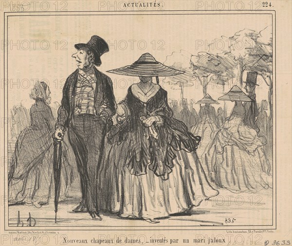 Nouveaux chapeaux de dames ..., 1855. Creator: Honore Daumier.