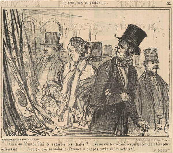 Auras-tu bientot fini de regarder ces châles?...1855. Creator: Honore Daumier.