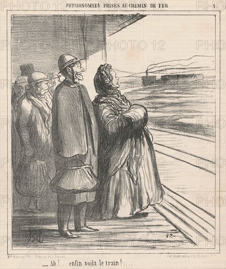 Ah! Enfin voila le train! ..., 19th century. Creator: Honore Daumier.