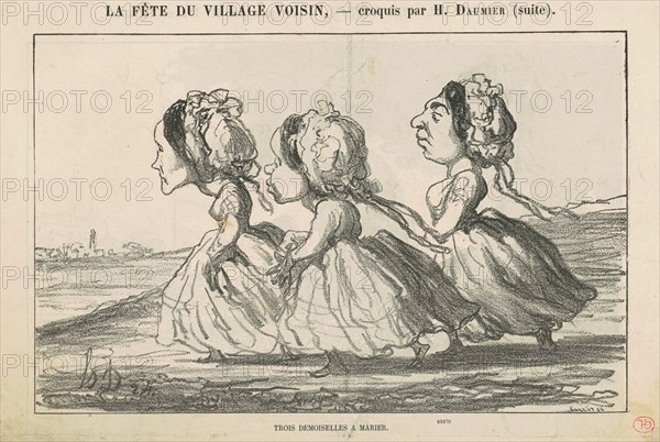 Trois demoiselles a marier; Famille bourgeoise convaincue ..., 19th century. Creator: Honore Daumier.