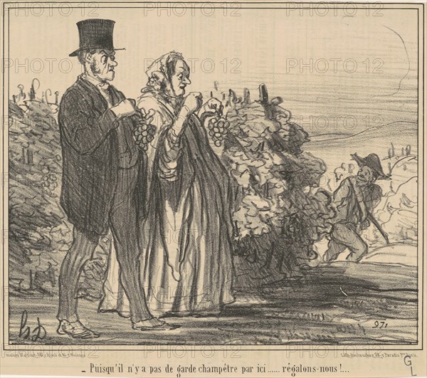 Puisqu'il n'y a pas de garde champêtre ..., 19th century. Creator: Honore Daumier.