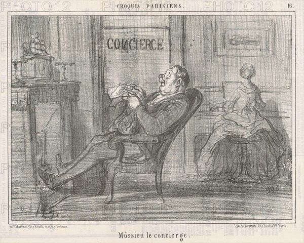 Mossieu le concierge, 19th century. Creator: Honore Daumier.