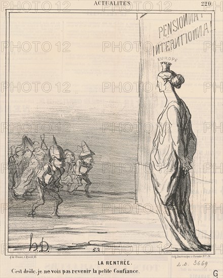 La rentrée, 19th century. Creator: Honore Daumier.