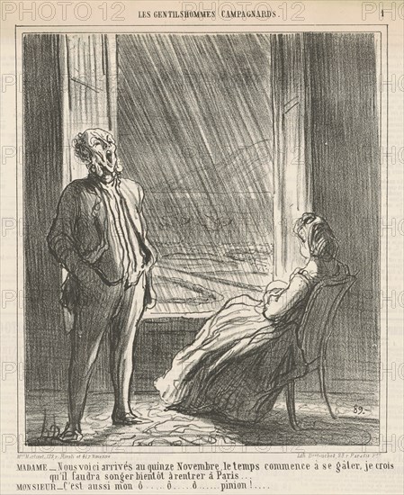 Madame ...Nous voici ... au quinze Novembre, 19th century. Creator: Honore Daumier.