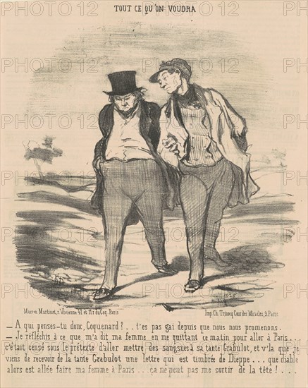 A qui penses-tu donc, coquenard? ..., 19th century. Creator: Honore Daumier.