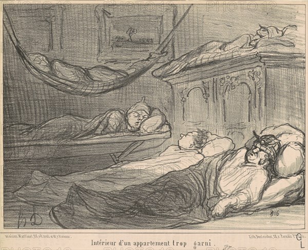 L'Interieur d'un appartement trop garni..., 19th century. Creator: Honore Daumier.