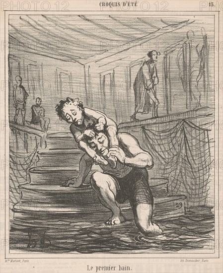 Le premier bain, 19th century. Creator: Honore Daumier.