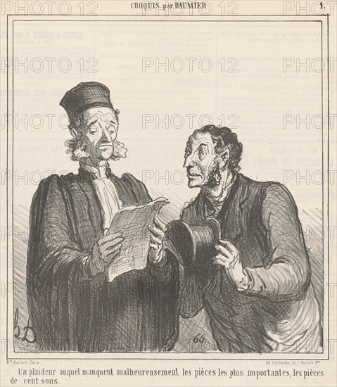 Un plaideur auquel manquent ..., 19th century. Creator: Honore Daumier.